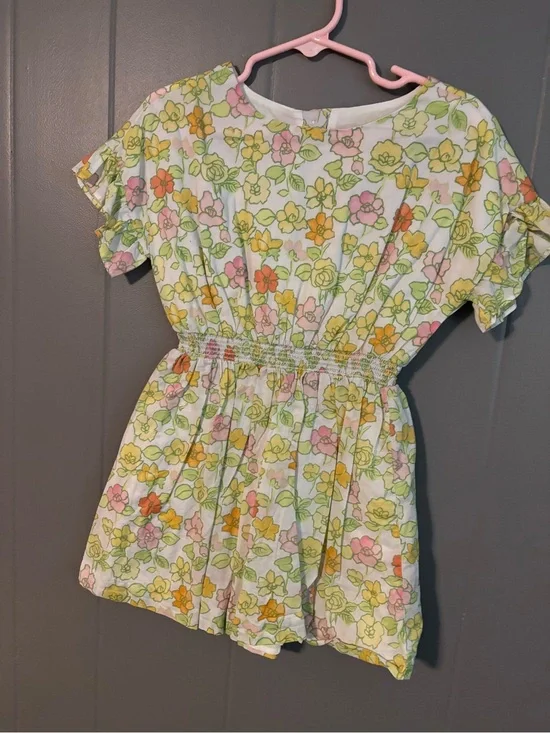 Janie and Jack White Floral Dress with Pink Yellow Green Accents