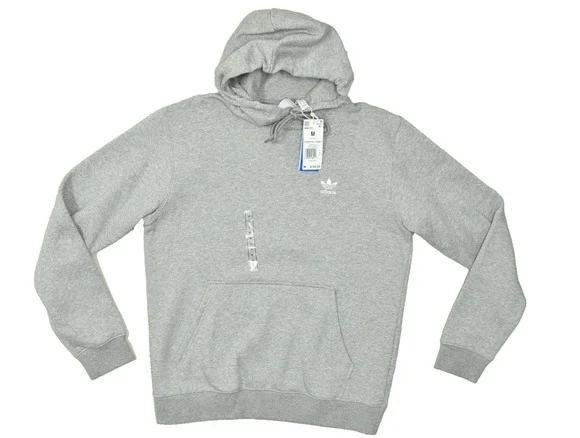 Adidas Men's Regular Size M Gray Essential Hoody Sweatshirt Trefoil NEW IM4525