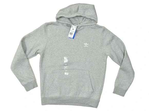 Adidas Originals Men's Essential Hoodie Trefoil Logo Pullover Gray Size M NEW