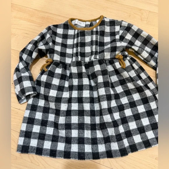 Zara Black and White Checkered Kids Dress