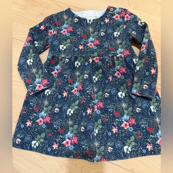 Zara Navy Floral Baby Dress