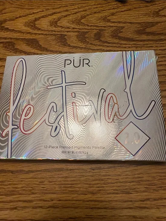 PUR Festival Eyeshadow Palette - Holographic Silver with Pink & Blue Accents