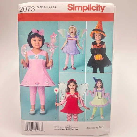 Simplicity Sewing Pattern 2073 Toddlers Costume Toddler Size A (1/2-4) Uncut FF