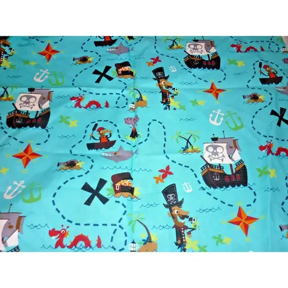 David Textiles Quilt Kids Multi Excellent Pirate Ship SailBoat Map 28x40