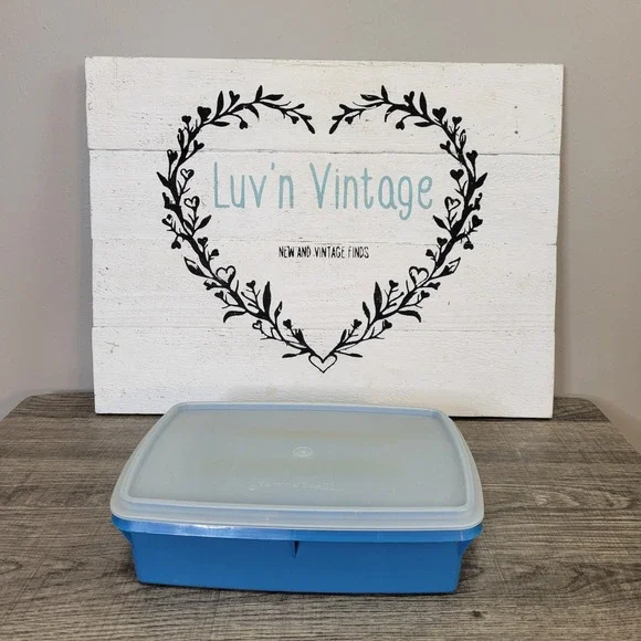 Tupperware Tuppercraft 767-3 Rectangular‎ Container Blue Storage Craft Organizer