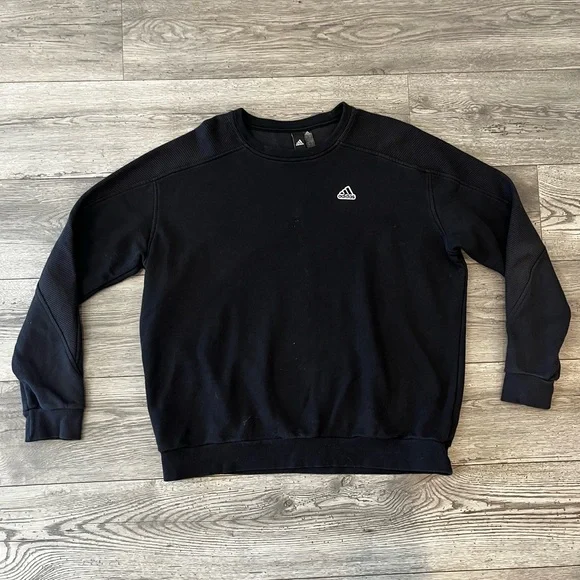 Adidas Long Sleeve Pullover Crewneck Sweatshirt Ribbed Black Medium Oversized
