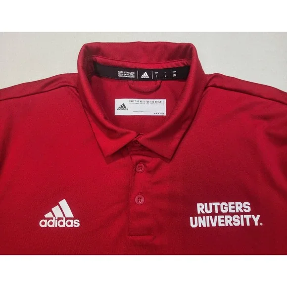 Adidas Polo Shirt Mens L Rutgers Scarlet Knights Team‎ Issue Golf Limited Use