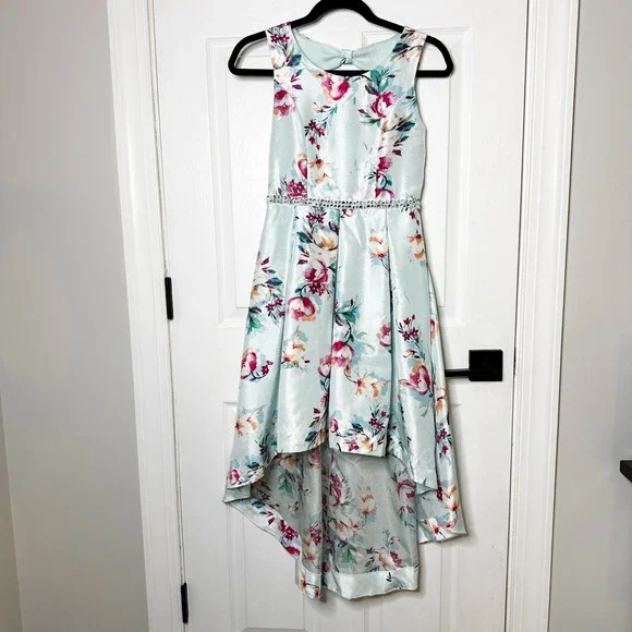 Speechless Girls Floral Dress Blue Sleeveless Party‎ High Low Size 16