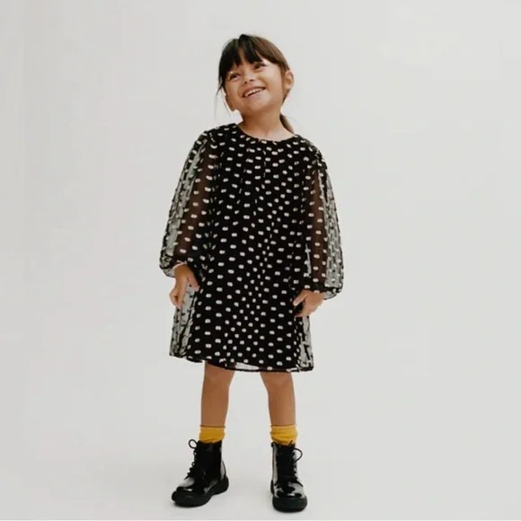 Zara‎ chiffon dress golden and black baby toddler 12-18 months