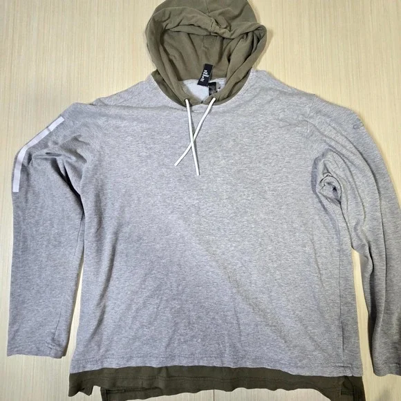 Adidas Hoodie Men Large Gray Olive Long Sleeve 3 Stripes Casual Classic Pullover