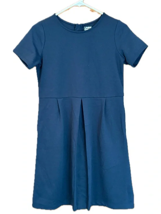Lands' End School Uniform Pleated Ponte Dress - Navy Size 16