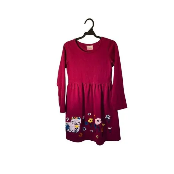 Hanna Andersson girls magenta Kat floral embellished dress 8
