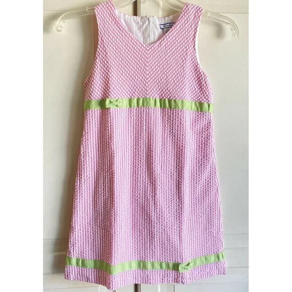 Hartstrings‎ Girl’s Sleeveless Pink White Seersucker Cotton Easter Dress Sz 8