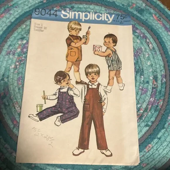 Simplicity 9044 Unisex Overalls Sewing Pattern Size 1 cut & Counted