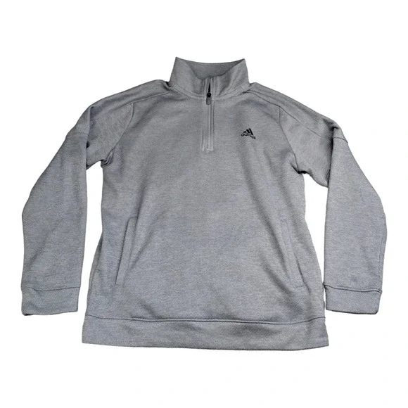 Adidas Climalite Mens Quarter Zip Pullover‎ Jacket Gray GR0734 Pockets Mens Sz L