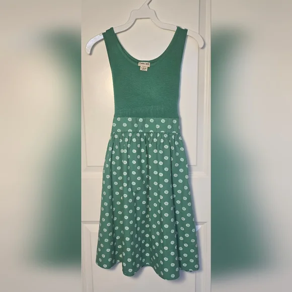 Cherokee Green and White Polka Dot Girls Dress Size L (10/12)‎