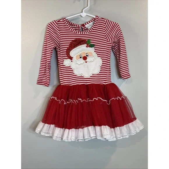 Emily Rose Christmas Dress Girls Sz 2T Santa Claus Tulle Tutu Red White‎ Striped