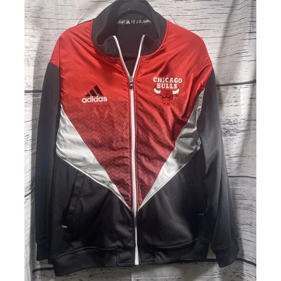Adidas‎ Chicago Bulls Jacket XL Red Black Full Zip NBA Track Jacket