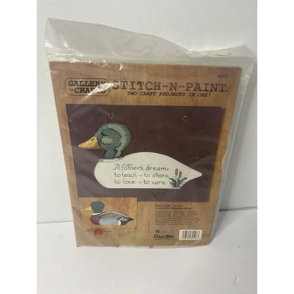 Bucilla Stitch N Paint Counted‎ Cross Stitch Mallard Gallery Of Crafts Vintage