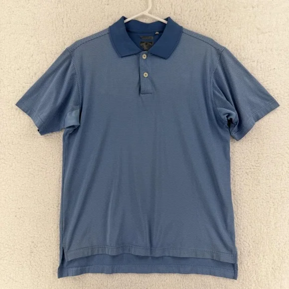 Adidas Polo Shirt Mens Small Blue‎ Stripe Golf Performance Athletic Clima Cool