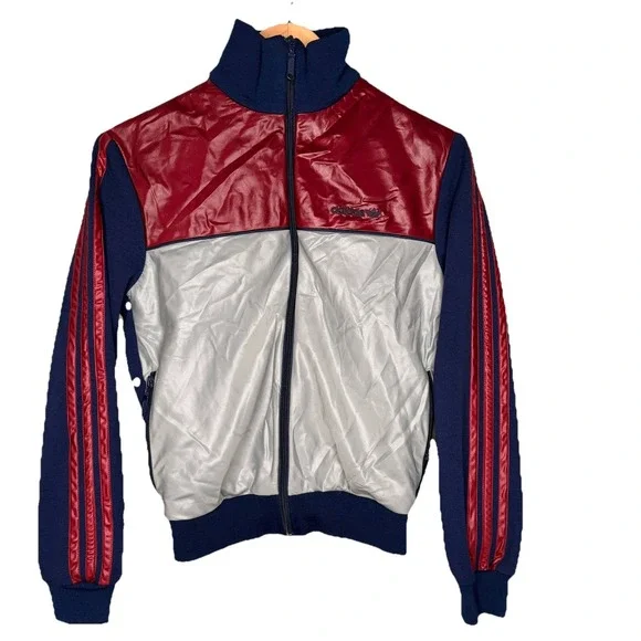 RARE VINTAGE ADIDAS SPORT JACKET 80S SHINY/GLANZEND SZ-S Cotton/Viscose‎ Blend