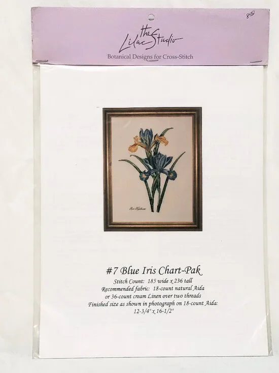 Blue Iris #7 Counted Cross Stitch Chart-Pak The Lilac Studio 1994