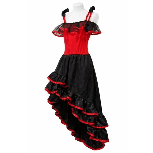 Flamenco dress Girls‎  costume size M (8-10) Red Black Cross Play
