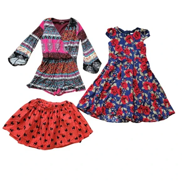 Mixed Brand Size‎ 7/8 Girls Dress Bundle Lot 3pc Skirt Romper Dress Summer