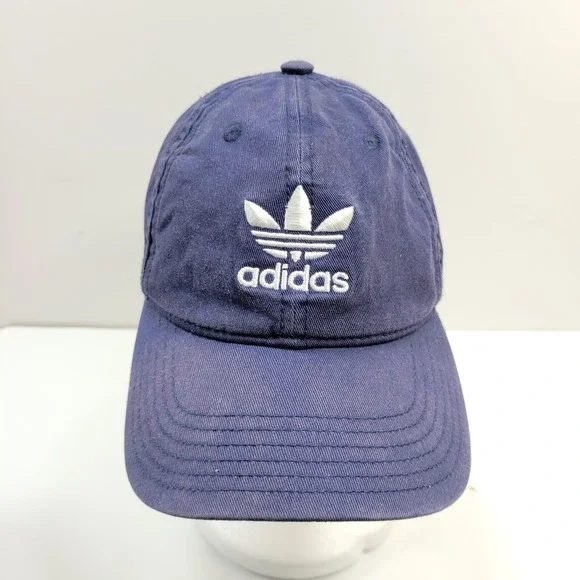 adidas Cap Hat Mens OS Navy Embroidered 3 Stripes Logo Adjustable Strapback