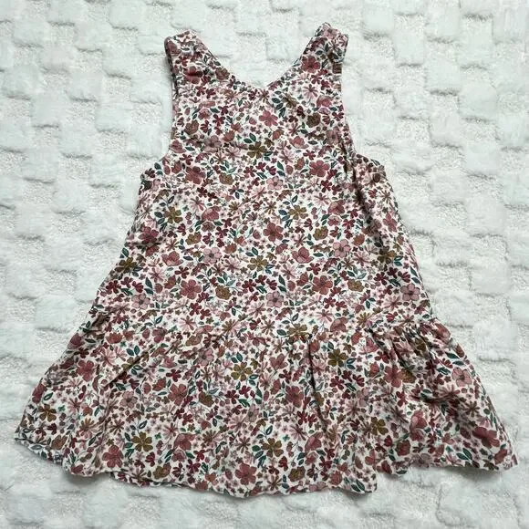 Tommy Bahama Girls Size 6 Floral Corduroy Jumper Dress Pink Snap