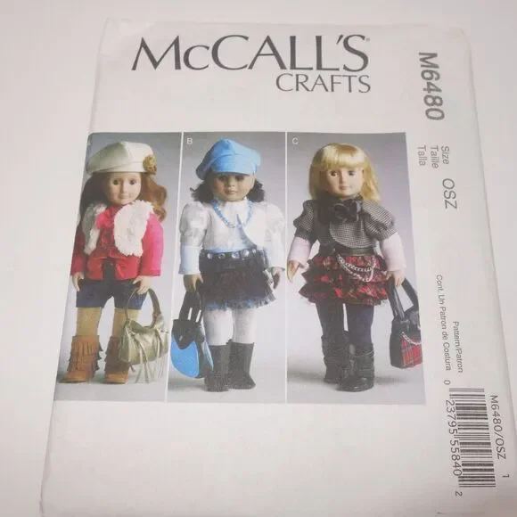 NEW McCall's M6480 Doll Clothes Pattern 18