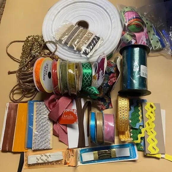 Large Vintage Miscellaneous Multicolored Ribbon Bundle Lot