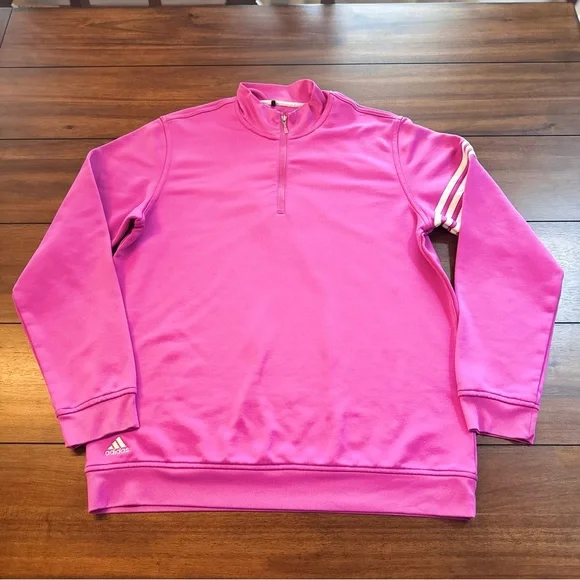 Adidas Men’s Golf Climalite 1/4 Zip Long Sleeve Pullover Athletic Pink Sz Medium