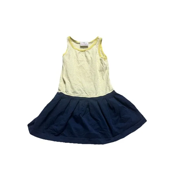 Hanna Andersson Toddler Girls Dress Sleeveless Yellow Stripe Navy Size 3T 90‎