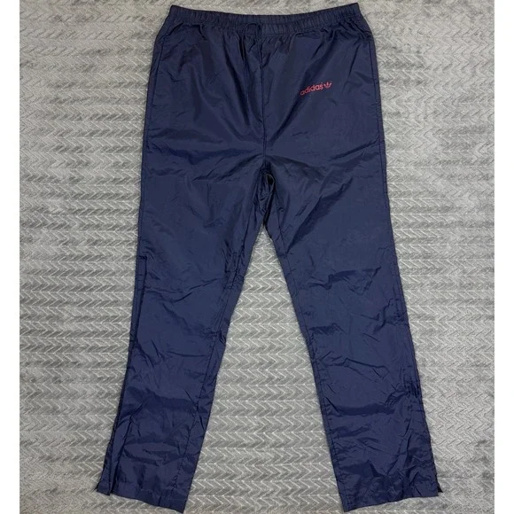 Vtg Adidas Track Pants Men Medium Blue Nylon 80s Lightweight Zipper