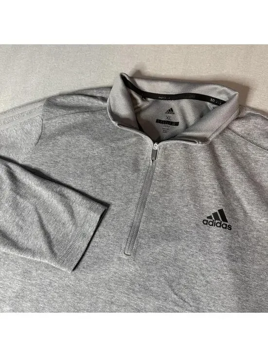 Adidas Pullover Mens XL Gray Quarter Zip Pullover‎ Sweater Golf Training