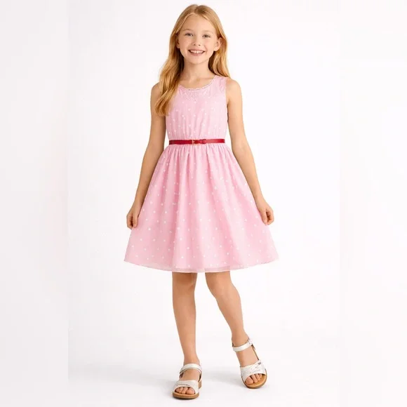 American Girl Pink Dress with Floral Trim