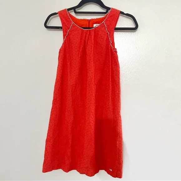 Junior Gaultier Girls Summer Eyelet Cotton Designer Vacation Dress in Orange 14