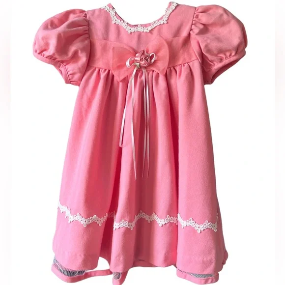 Rare Editions Toddler Light Coral Short Puff Sleeve Dress Sz 24 Mo
