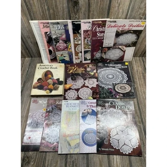 Lot of 23 Vintage Doilies Crochet Patterns Books & Leaflets 1990s