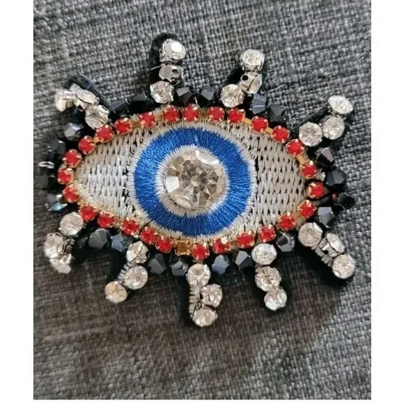 Beaded Rhinestone Eyeball Applique 2