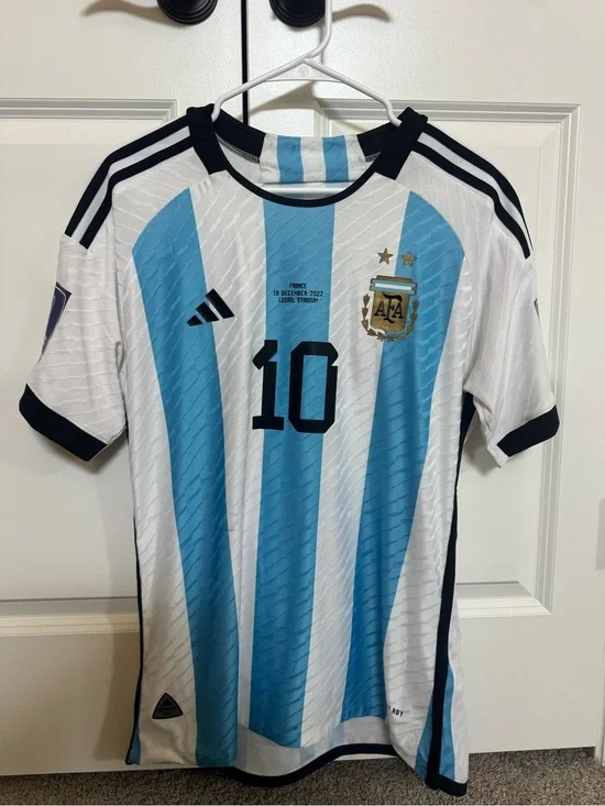 Argentina #10 Soccer Jersey by adidas - White & Sky Blue