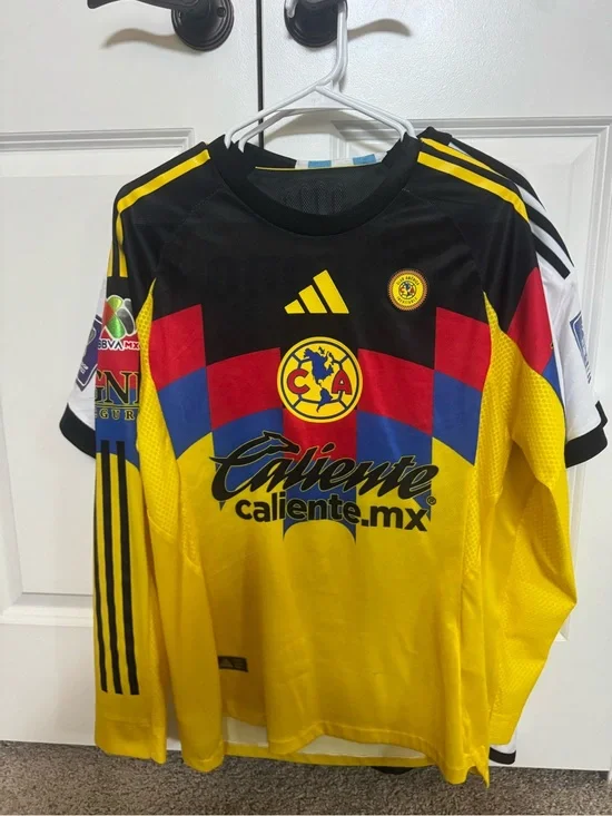 adidas Yellow Black Red & Blue Club América Long Sleeve Jersey