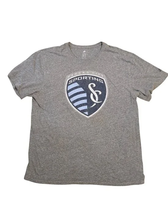 Adidas Kansas City Sporting 2XL Heather Gray T Shirt Soccer Team KC