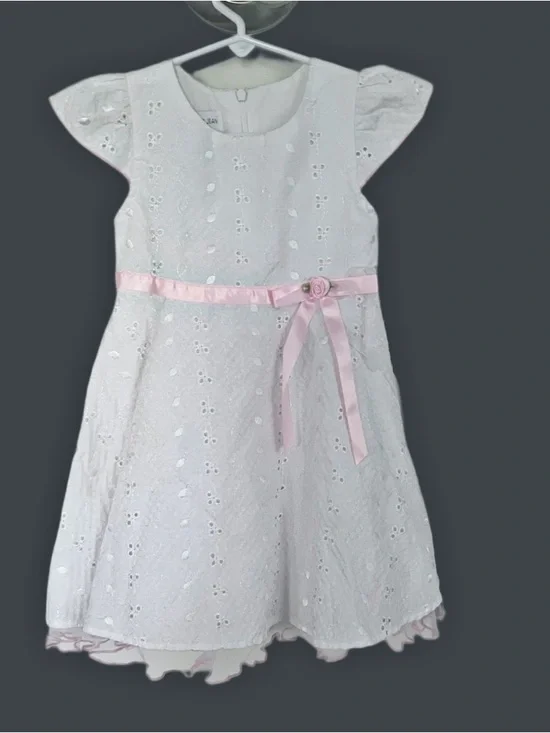 Bonnie Jean White Eyelet Cap Sleeve Dress Size 3T