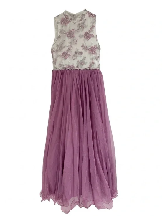 Speechless Big Girls Mock-Neck Tulle Maxi Dress in lilac size 14