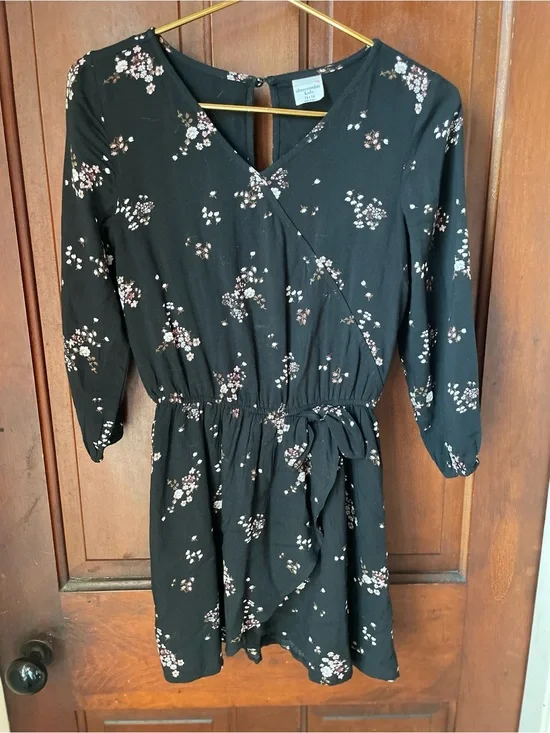 abercrombie kids girls size 13/14 black floral dress