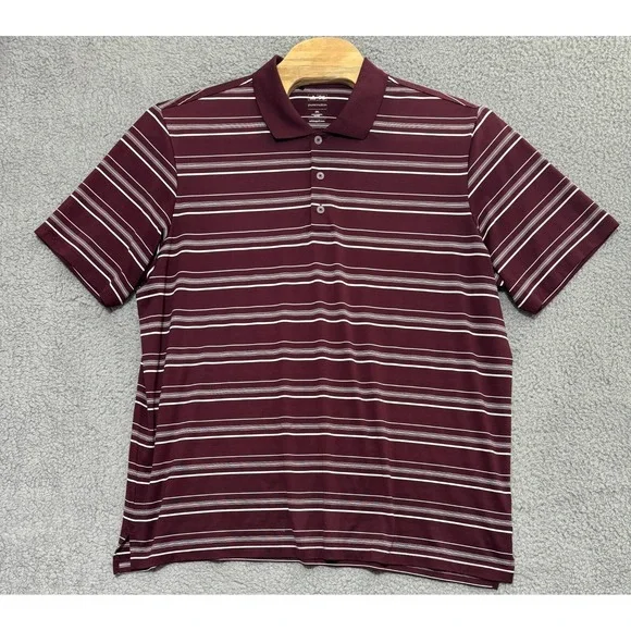 adidas Golf Puremotion Striped Athletic Polo Shirt Mens 2XL Stretch