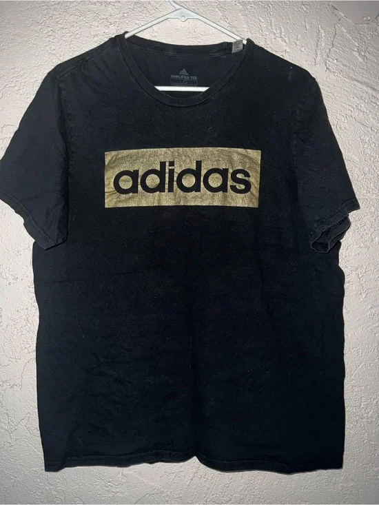adidas Men's Black T-Shirt with Gold Logo