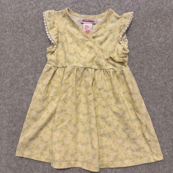 Tommy Bahama Girls Yellow Floral Lace Wrap Dress 24M Toddler Summer Sun Dress